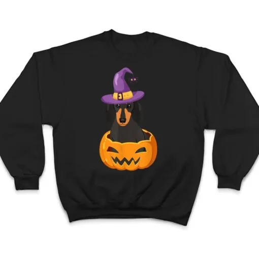 Dachshund On Pumpkin Lazy Halloween Costume Cute Doxie Dog T Shirt