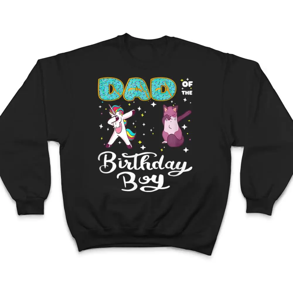 Dad-Of-He-Birthday-Boy-Donut-Dabbing-Unicorn-Kitten-Cat-T-Shirt-4 Dad Of He Birthday Boy Donut Dabbing Unicorn Kitten Cat T Shirt