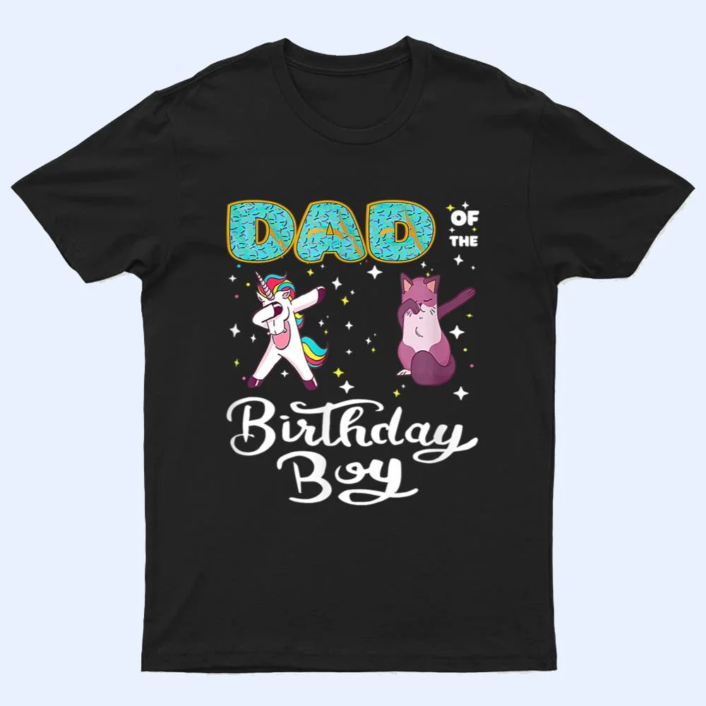 Dad Of He Birthday Boy Donut Dabbing Unicorn Kitten Cat T Shirt Dad Of He Birthday Boy Donut Dabbing Unicorn Kitten Cat T Shirt