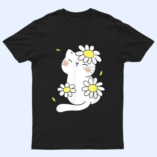 Daisy Cat Spring Floral Kitten With Flower Animal Cute Pet T Shirt