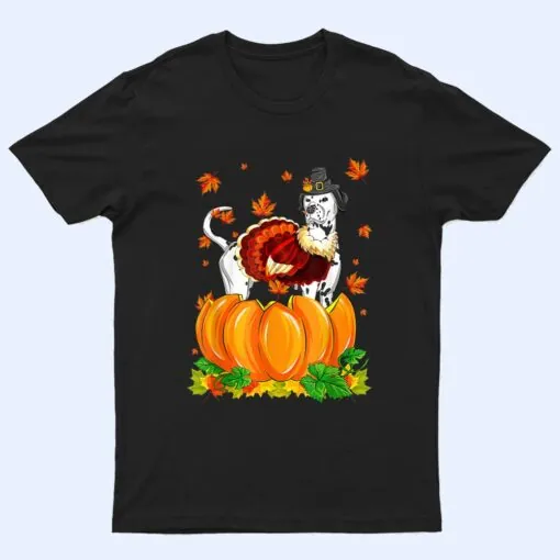 Dalmatian Dog Thanksgiving Turkey Fall Autumn Pumpkin T Shirt