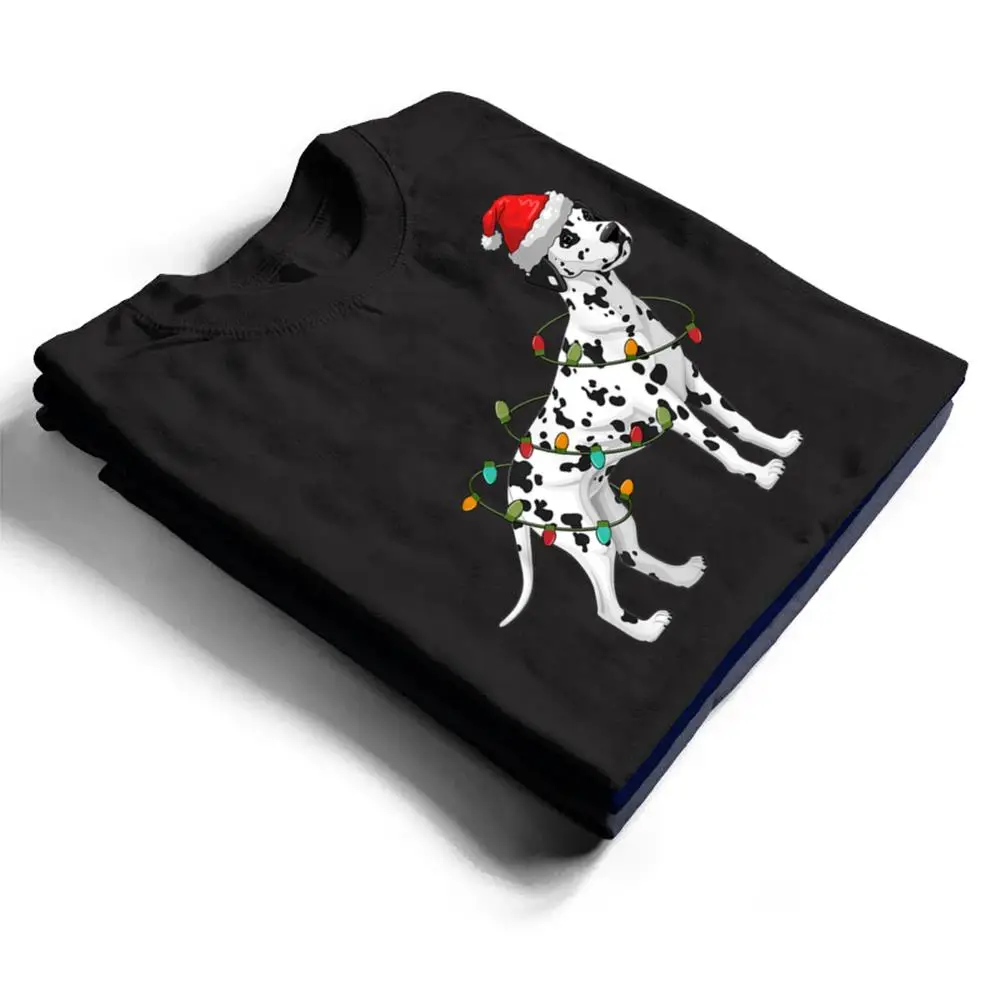 Dalmatian-Santa-Hat-Lights-Funny-Christmas-Pajama-Dog-Lover-T-Shirt-1 Dalmatian Santa Hat Lights Funny Christmas Pajama Dog Lover T Shirt