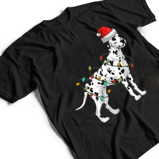 Dalmatian Santa Hat Lights Funny Christmas Pajama Dog Lover T Shirt