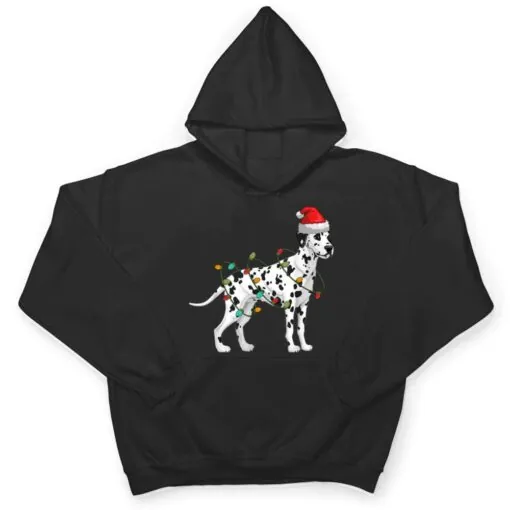 Dalmatian Santa Hat Lights Funny Christmas Pajama Dog Lover T Shirt