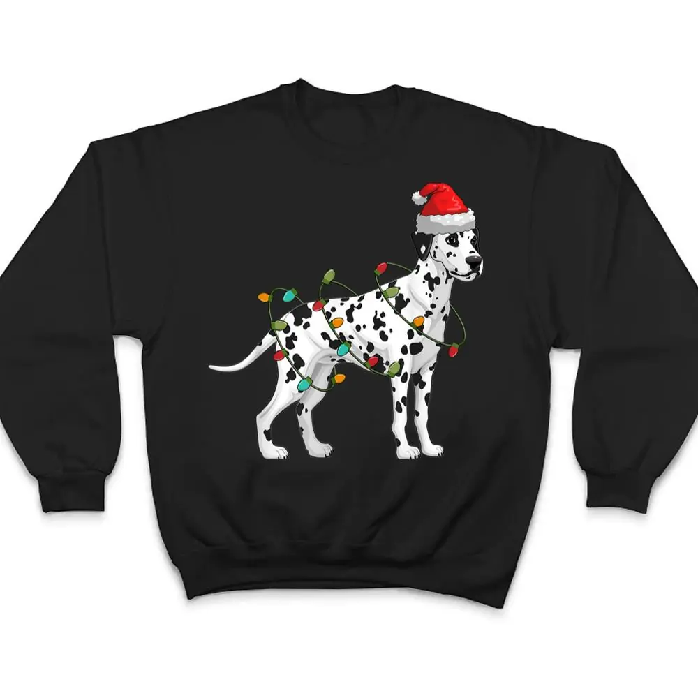 Dalmatian-Santa-Hat-Lights-Funny-Christmas-Pajama-Dog-Lover-T-Shirt-4 Dalmatian Santa Hat Lights Funny Christmas Pajama Dog Lover T Shirt