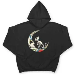 Dia De Los Muertos Crescent Moon And Cat Sugar Skull T Shirt Dia De Los Muertos Crescent Moon And Cat Sugar Skull T Shirt