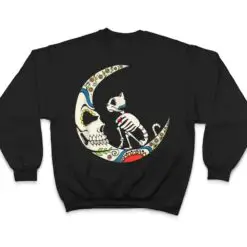 Dia De Los Muertos Crescent Moon And Cat Sugar Skull T Shirt Dia De Los Muertos Crescent Moon And Cat Sugar Skull T Shirt