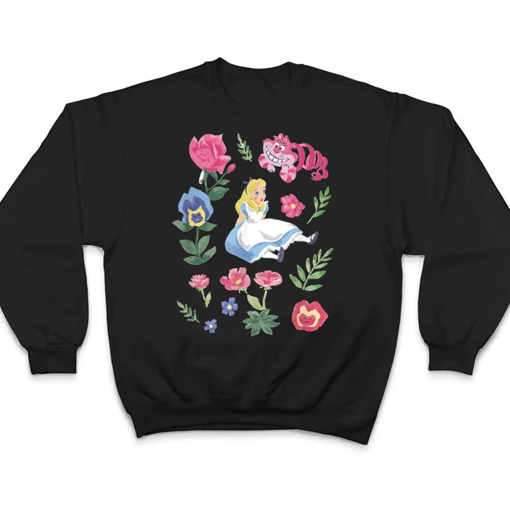 Disney-Alice-in-Wonderland-Alice-Cheshire-Cat-Floral-T-Shirt-4 Disney Alice in Wonderland Alice Cheshire Cat Floral T Shirt