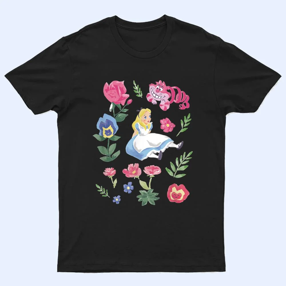 Disney Alice in Wonderland Alice Cheshire Cat Floral T Shirt Disney Alice in Wonderland Alice Cheshire Cat Floral T Shirt
