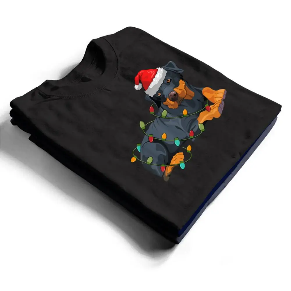 Doberman-Santa-Hat-Lights-Funny-Christmas-Pajama-Dog-Lover-T-Shirt-1 Doberman Santa Hat Lights Funny Christmas Pajama Dog Lover T Shirt