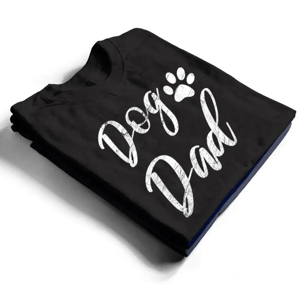 Dog-Dad-Vintage-Distressed-Design-Funny-Dog-Paw-T-Shirt-1 Dog Dad - Vintage Distressed Design - Funny Dog Paw T Shirt