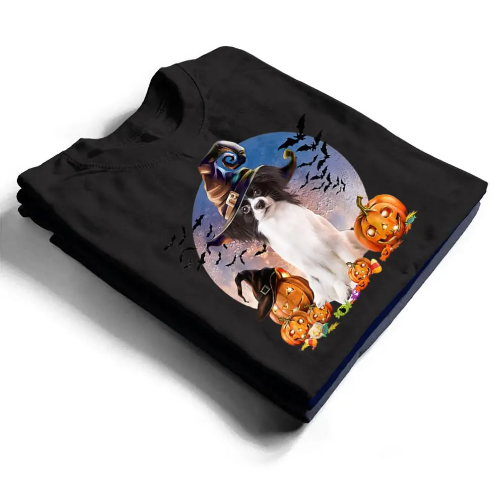 Dog-Halloween-Papillon-Jack-O-Lantern-Pumpkin-Moon-T-Shirt-1 Dog Halloween Papillon Jack O Lantern Pumpkin Moon T Shirt