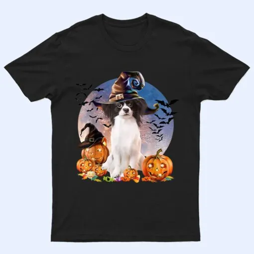 Dog Halloween Papillon Jack O Lantern Pumpkin Moon T Shirt