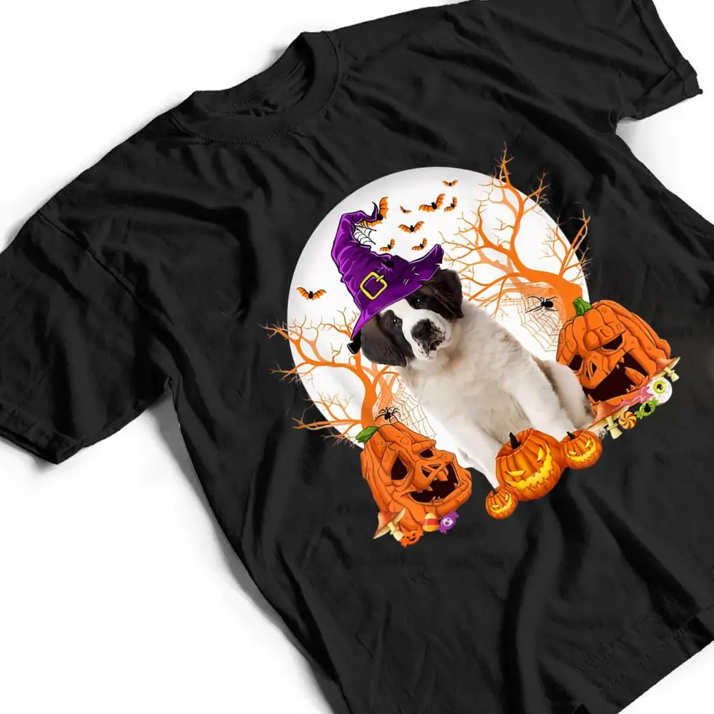 Dog-Halloween-Saint-Bernard-Dog-Jack-O-Lantern-Pumpkin-T-Shirt-2 Dog Halloween Saint Bernard Dog Jack O Lantern Pumpkin T Shirt