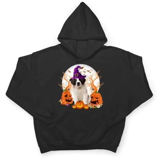 Dog Halloween Saint Bernard Dog Jack O Lantern Pumpkin T Shirt