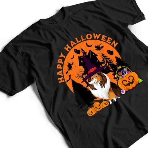 Dog Halloween sheltie Dog Scary Pumpkin T Shirt