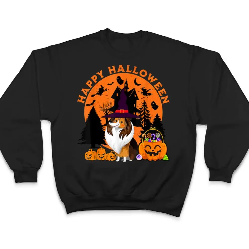 Dog-Halloween-sheltie-Dog-Scary-Pumpkin-T-Shirt-4 Dog Halloween sheltie Dog Scary Pumpkin T Shirt