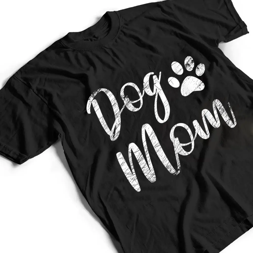 Dog-Mom-Vintage-Distressed-Design-Funny-Dog-Paw-T-Shirt-2 Dog Mom - Vintage Distressed Design - Funny Dog Paw T Shirt
