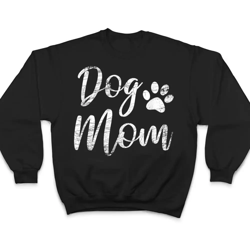 Dog-Mom-Vintage-Distressed-Design-Funny-Dog-Paw-T-Shirt-4 Dog Mom - Vintage Distressed Design - Funny Dog Paw T Shirt