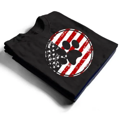 Dog Paw Print American Flag USA Patriotic T Shirt