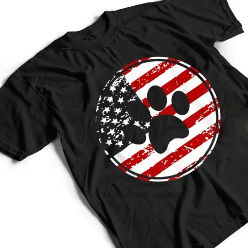 Dog Paw Print American Flag USA Patriotic T Shirt