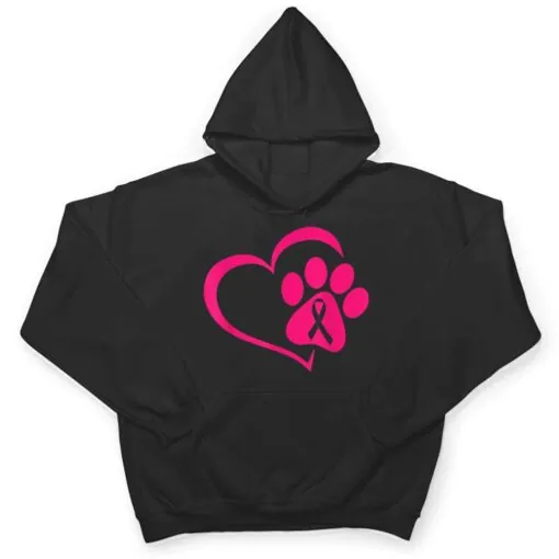 Dog Paw Print Pink Ribbon Breast Cancer Awareness Cute Puppy T Shirt