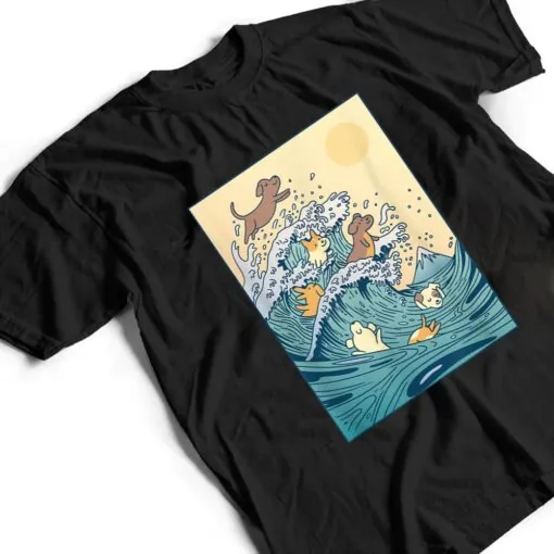 Dog Swimming Wave Ocean Surf Surfing T Shirt