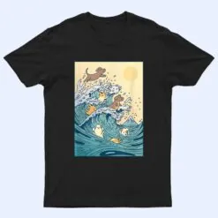 Dog Swimming Wave Ocean Surf Surfing T Shirt