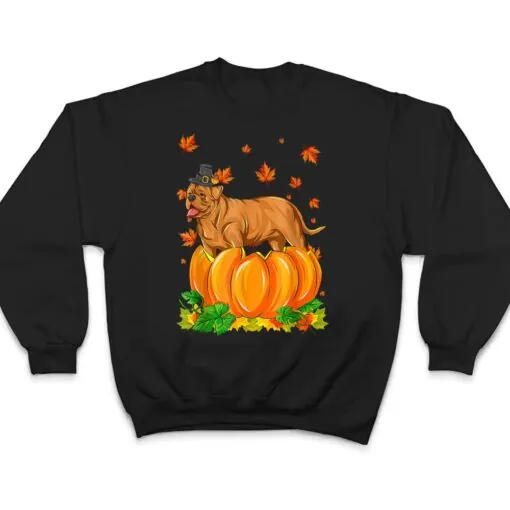 Dogue De Bordeaux Dog Happy Thanksgiving Pumpkin Fall Autumn T Shirt