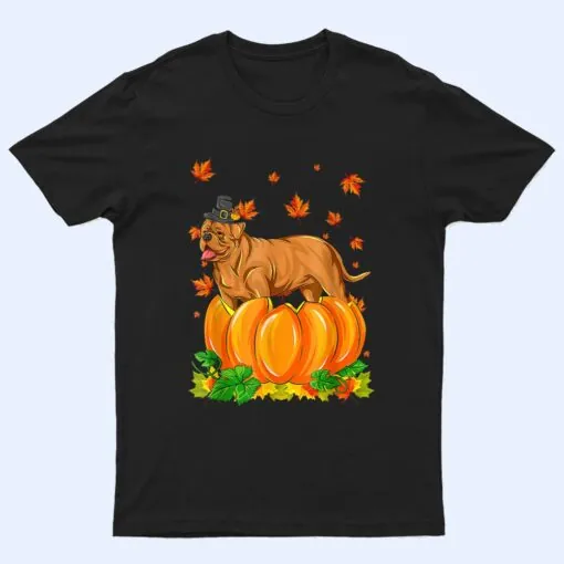 Dogue De Bordeaux Dog Happy Thanksgiving Pumpkin Fall Autumn T Shirt