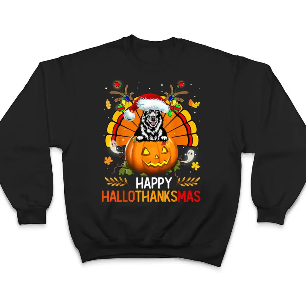 Elkhound-Dog-Happy-Hallothanksmas-Halloween-Christmas-T-Shirt-4 Elkhound Dog Happy Hallothanksmas Halloween Christmas T Shirt