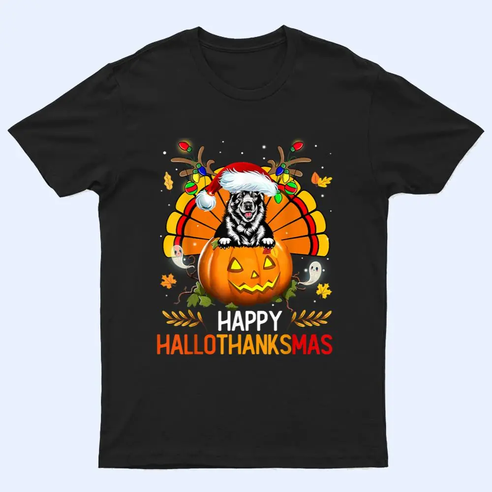 Elkhound Dog Happy Hallothanksmas Halloween Christmas T Shirt Elkhound Dog Happy Hallothanksmas Halloween Christmas T Shirt