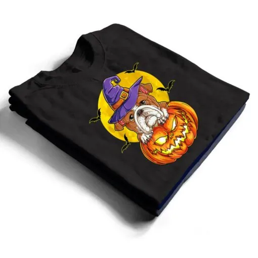 English Bulldog Witch Pumpkin Halloween Dog T Shirt