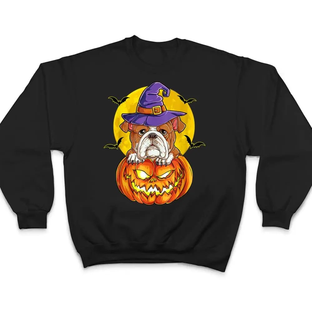 English-Bulldog-Witch-Pumpkin-Halloween-Dog-T-Shirt-4 English Bulldog Witch Pumpkin Halloween Dog T Shirt