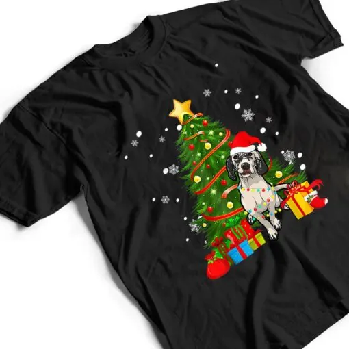 English Setter Santa Christmas Tree Light Pajama Dog Xmas T Shirt