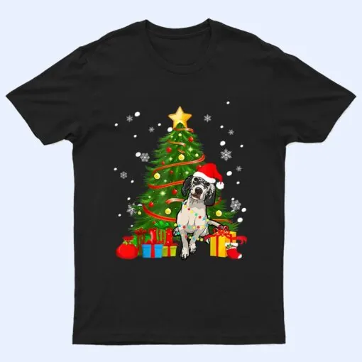 English Setter Santa Christmas Tree Light Pajama Dog Xmas T Shirt