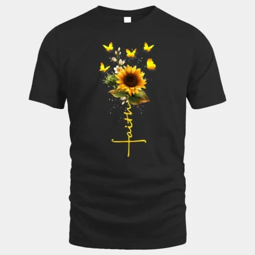 Faith Sunflower With Butterflies Christian Jesus