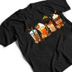 Fall Coffee Pumpkin Spice Latte Iced Autumn Black Cat T Shirt