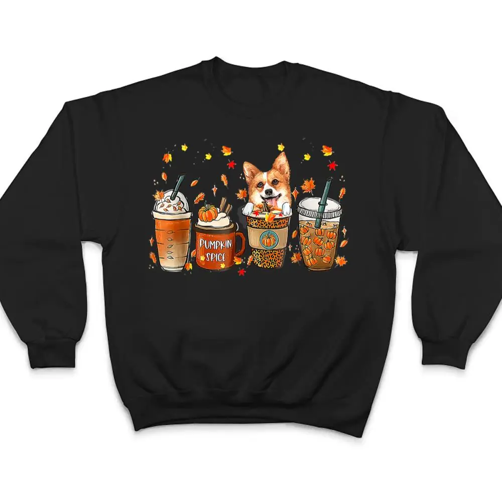 Fall-Coffee-Pumpkin-Spice-Latte-Iced-Corgi-Dogs-Thanksgiving-T-Shirt-4 Fall Coffee Pumpkin Spice Latte Iced Corgi Dogs Thanksgiving T Shirt