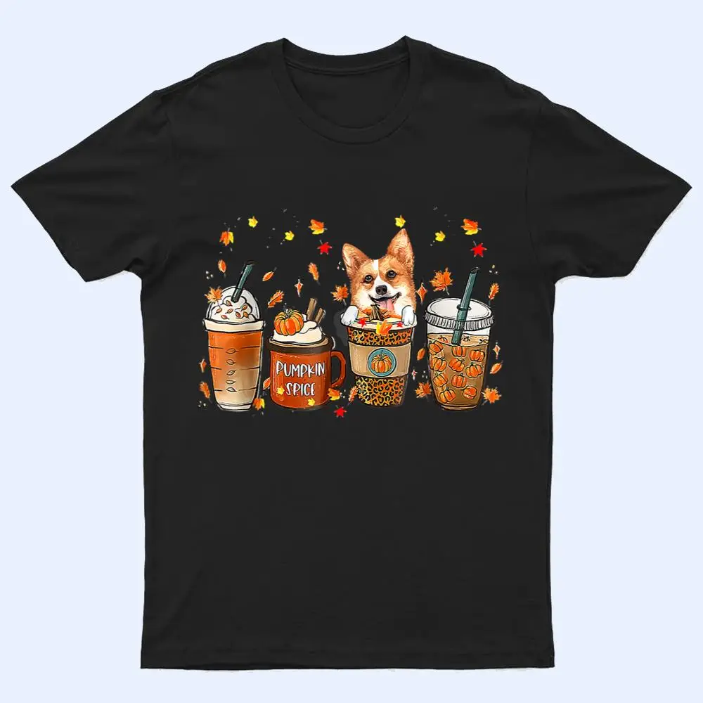 Fall Coffee Pumpkin Spice Latte Iced Corgi Dogs Thanksgiving T Shirt Fall Coffee Pumpkin Spice Latte Iced Corgi Dogs Thanksgiving T Shirt
