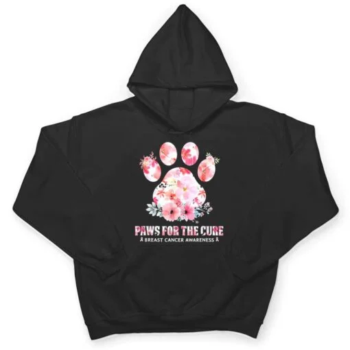 Floral Paws For He Cure Dog Cat Breast Cancer Awareness T Shirt