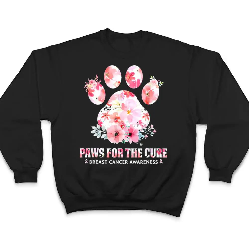 Floral-Paws-For-He-Cure-Dog-Cat-Breast-Cancer-Awareness-T-Shirt-4 Floral Paws For He Cure Dog Cat Breast Cancer Awareness T Shirt