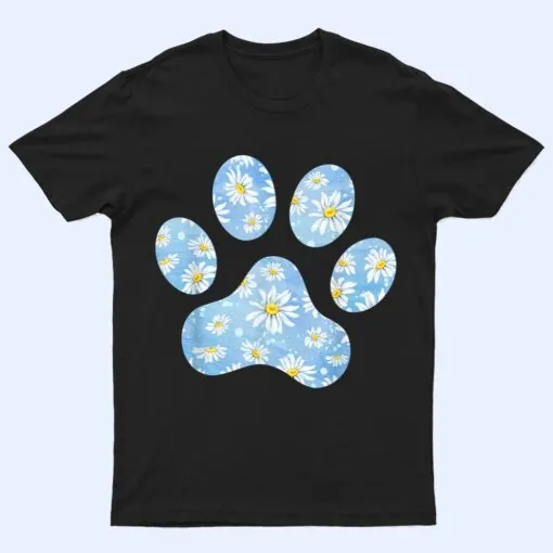 Flower Dog Paw Print for Dog Lover - Dog Paw T Shirt