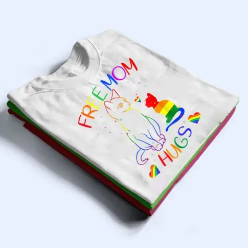 Free Mom Hugs LGBT Cat Gay Pride Rainbow T Shirt