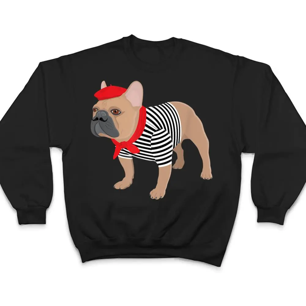 French-Bulldog-Dog-with-French-Beret-Hat-Funny-Animal-Pun-T-Shirt-4 French Bulldog Dog with French Beret Hat Funny Animal Pun T Shirt