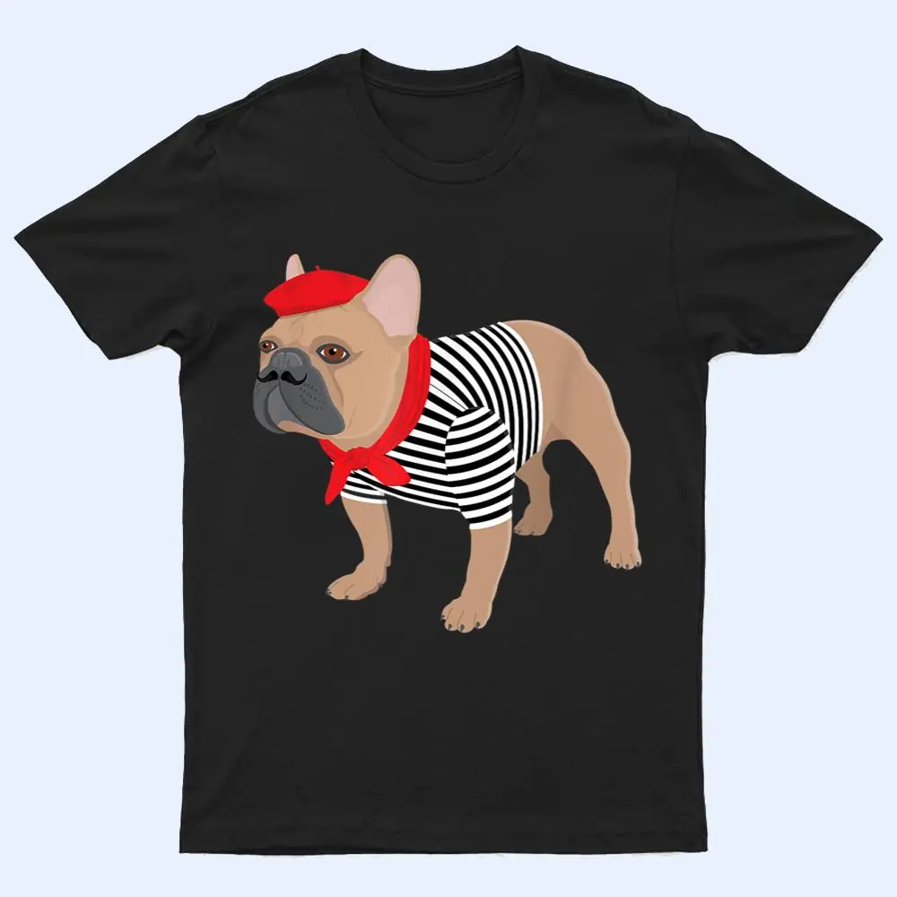 French Bulldog Dog with French Beret Hat Funny Animal Pun T Shirt French Bulldog Dog with French Beret Hat Funny Animal Pun T Shirt