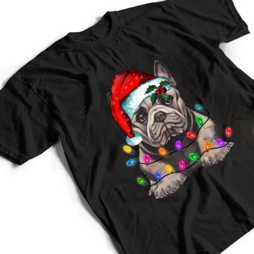 French Bulldog Santa Christmas Tree Lights Xmas Boys Dogmas T Shirt