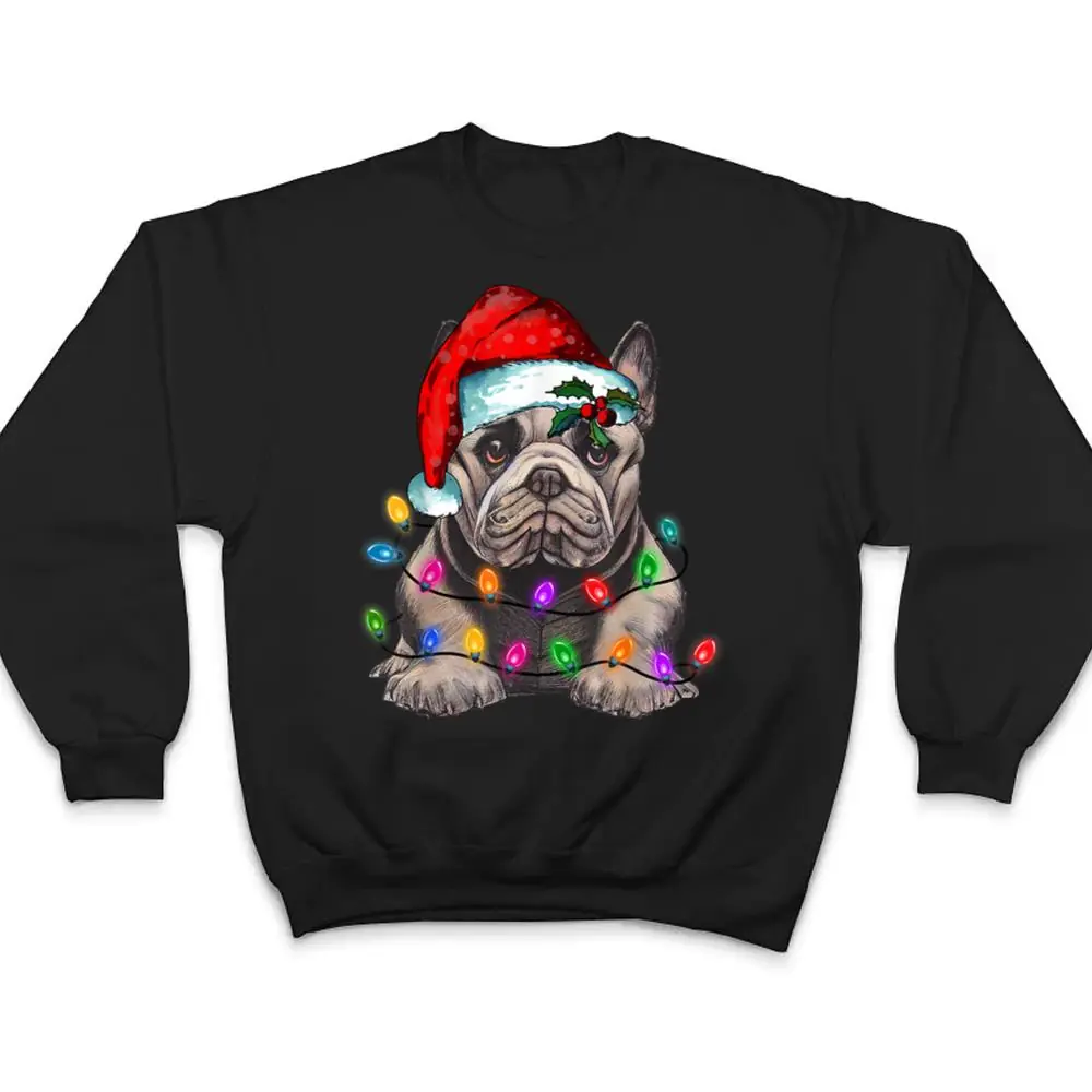 French-Bulldog-Santa-Christmas-Tree-Lights-Xmas-Boys-Dogmas-T-Shirt-4 French Bulldog Santa Christmas Tree Lights Xmas Boys Dogmas T Shirt