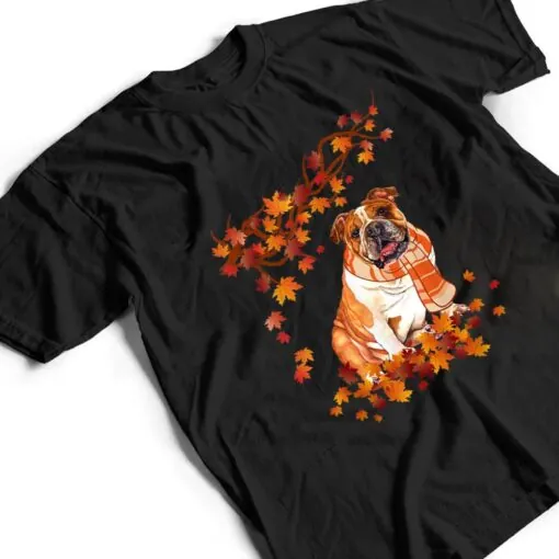 Fun English Bulldog Thanksgiving Autumn Dog Lover Gifts T Shirt