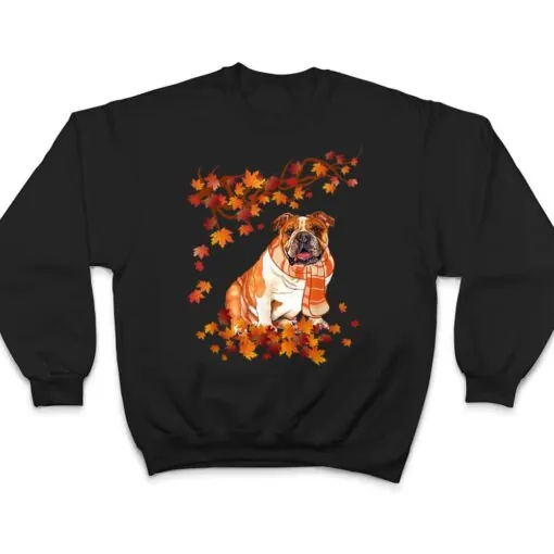 Fun English Bulldog Thanksgiving Autumn Dog Lover Gifts T Shirt